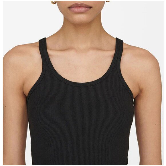 Anine Bing April Tank Top ribbed black XS S small scoop neck - Picture 2 of 8